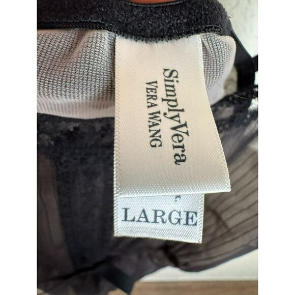 SIMPLY VERA Vera Wang Black Size Large Babydoll Nightie Teddy Bow Sheer - Picture 6 of 13